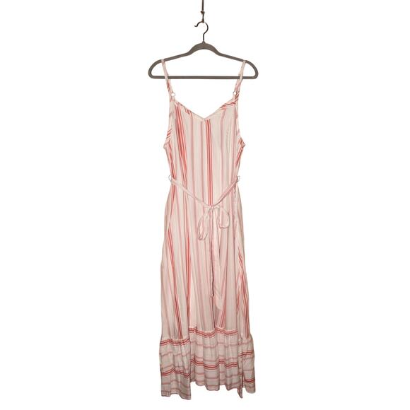 TORRID NEW $90 Red White Stripe Shirred Hem Tie Waist Maxi Dress 1 / 1X - Picture 1 of 3